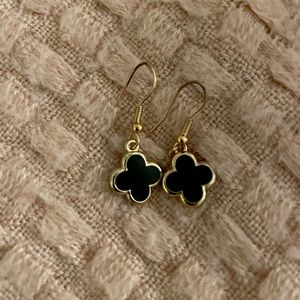 small black and gold drop earrings